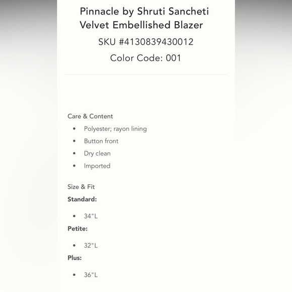 Anthropologie Pinnacle by Shruti Sancheti Velvet Embellished Blazer S. - Picture 8 of 14